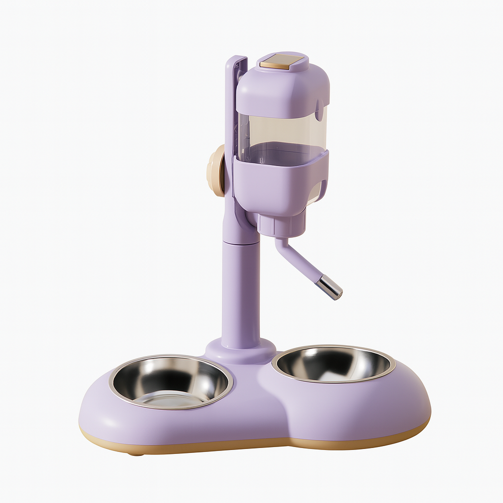 Adjustable No-Spill Water Dispenser – Stainless Steel Dual Feeder for Cats & Small Dogs