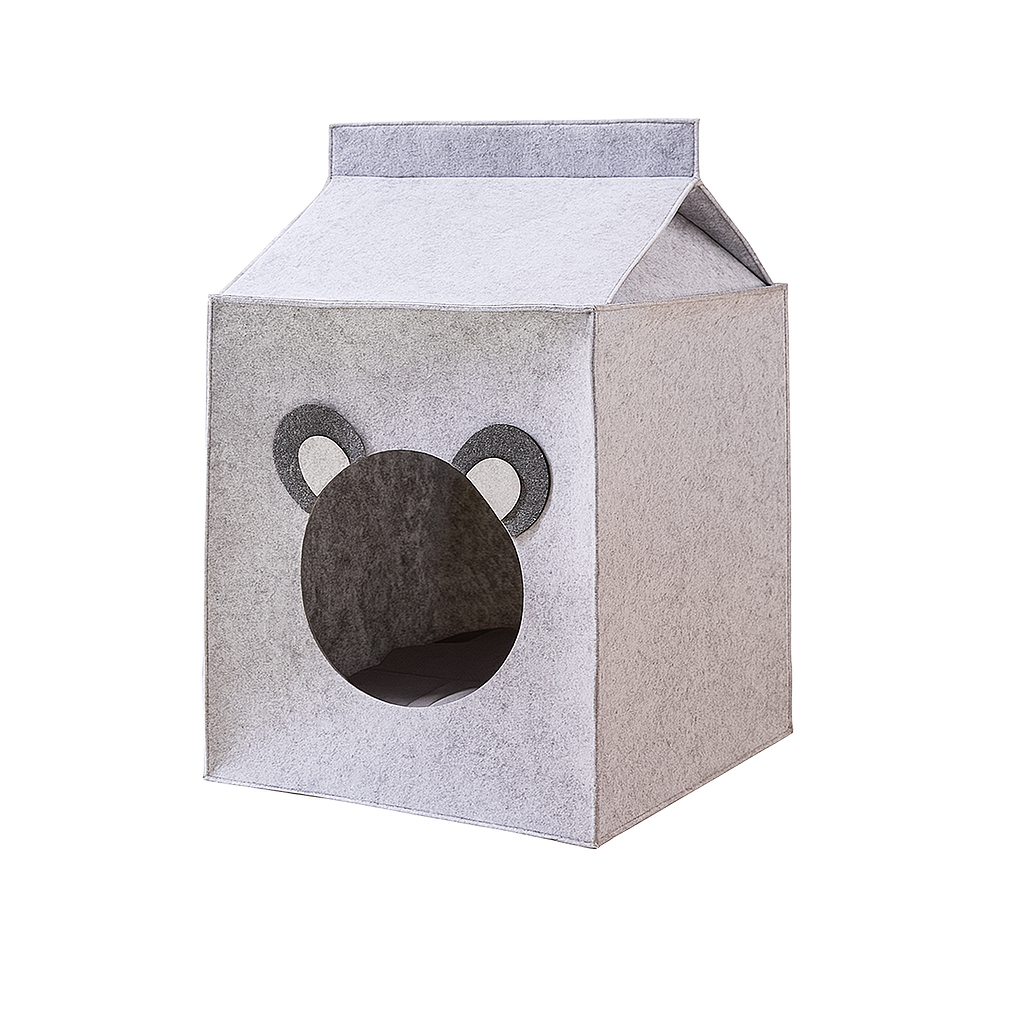 Cozy Plush Gray Bed – Warm Thickened Washable Cave for Dogs & Cats