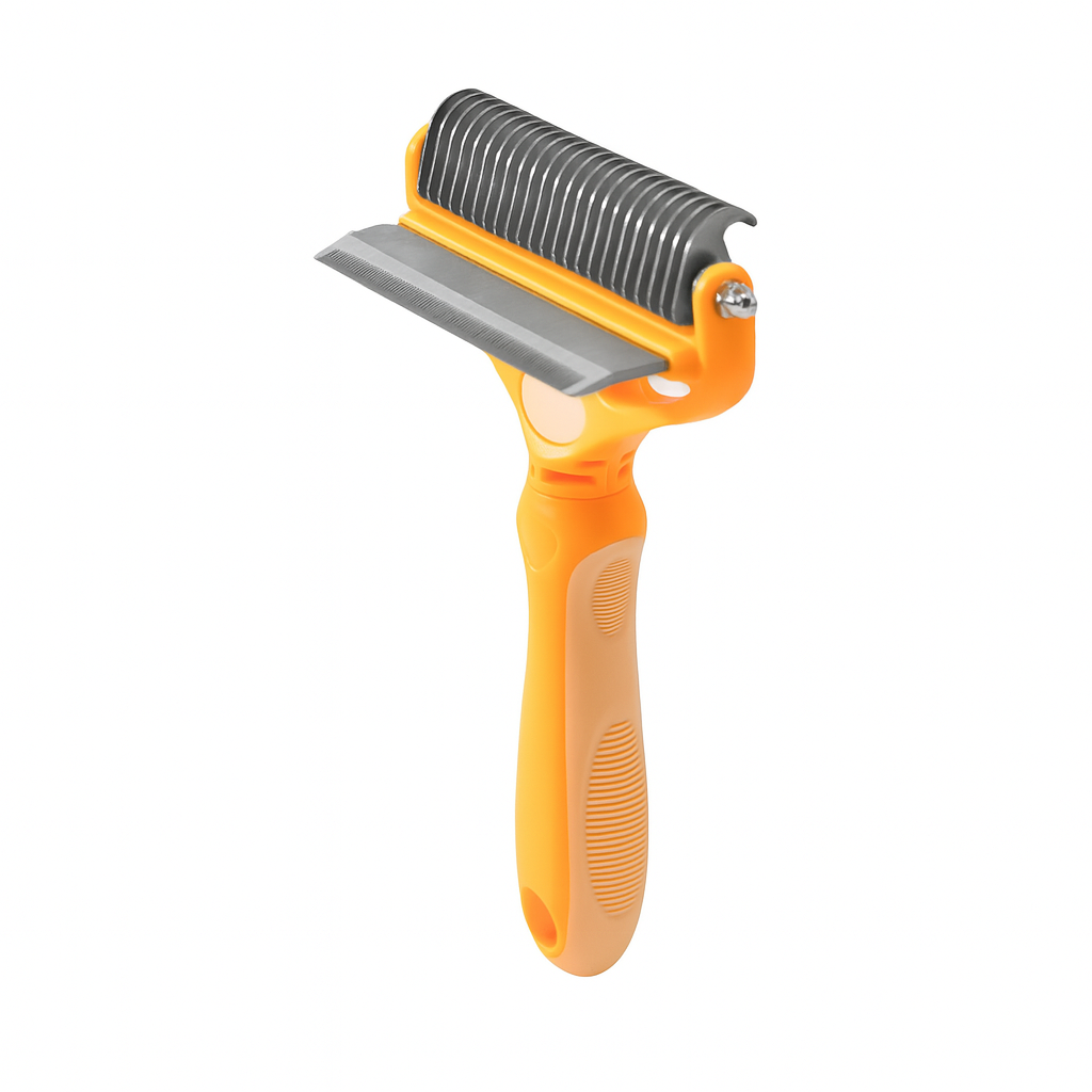 2-in-1 Detangling & Shedding Comb – Stainless Steel Grooming Brush for Dogs & Cats