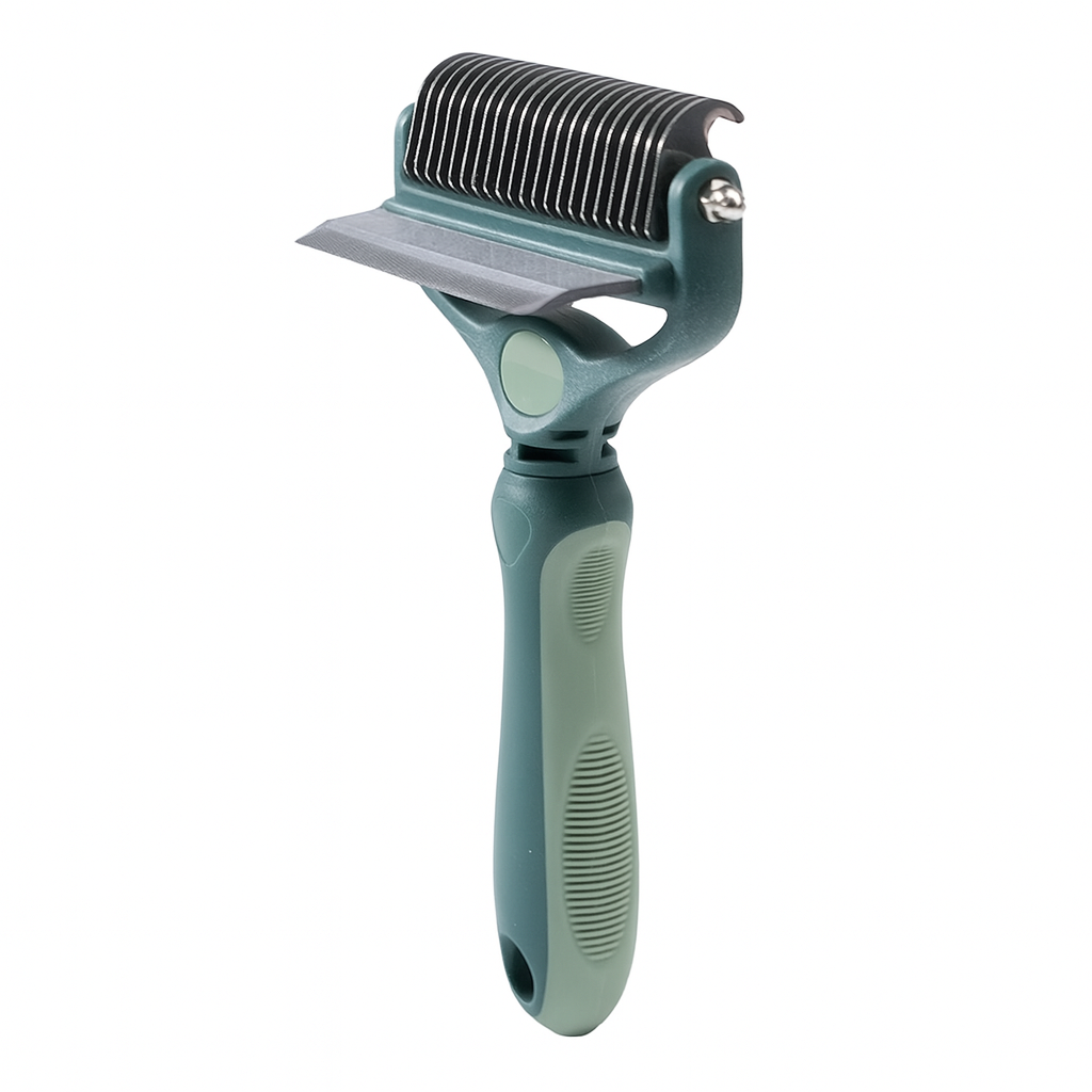 2-in-1 Detangling & Shedding Comb – Stainless Steel Grooming Brush for Dogs & Cats
