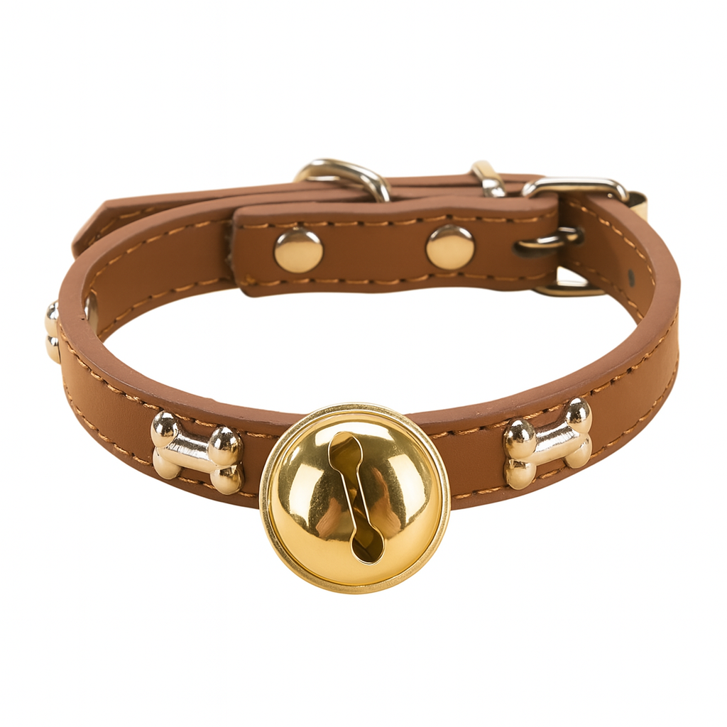 Adjustable Pet Collar with Bell – Cute Bone & Paw Design for Small Dogs & Cats