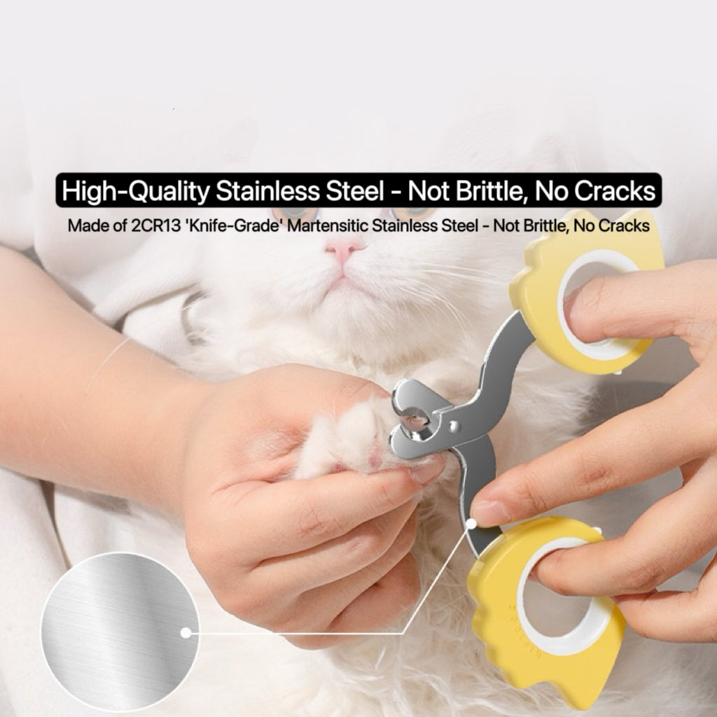 Curved-Head Pet Nail Clippers – Stainless Steel Safe Grip for Cats & Small Dogs