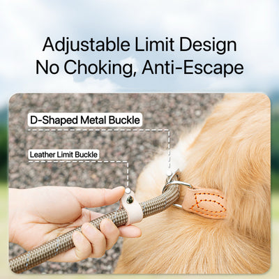 Adjustable Anti-Pull Dog Leash – Braided Nylon Rope, No-Choke, Escape-Proof for Medium & Large Dogs