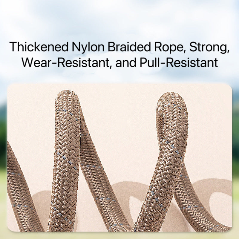 Adjustable Anti-Pull Dog Leash – Braided Nylon Rope, No-Choke, Escape-Proof for Medium & Large Dogs