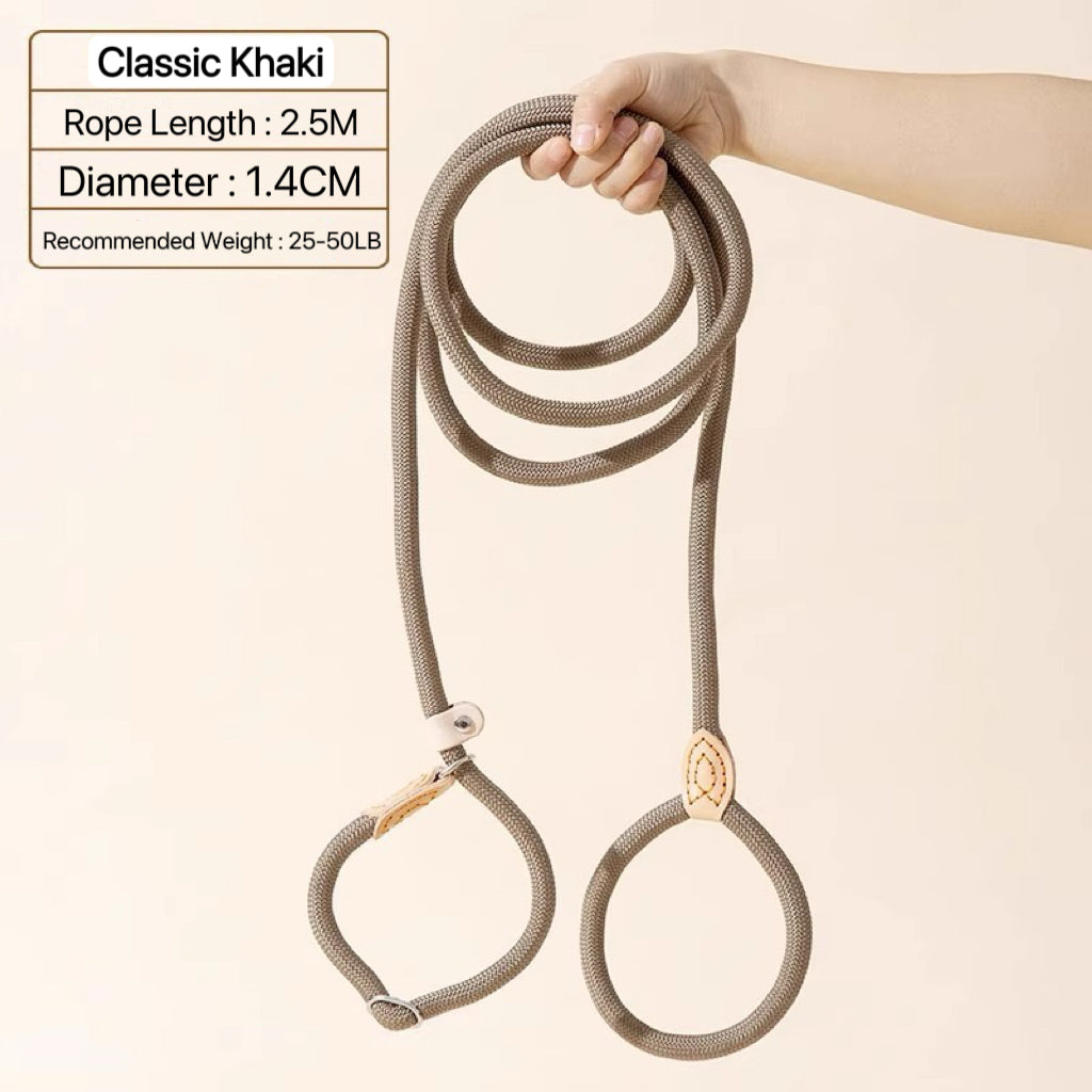 Adjustable Anti-Pull Dog Leash – Braided Nylon Rope, No-Choke, Escape-Proof for Medium & Large Dogs