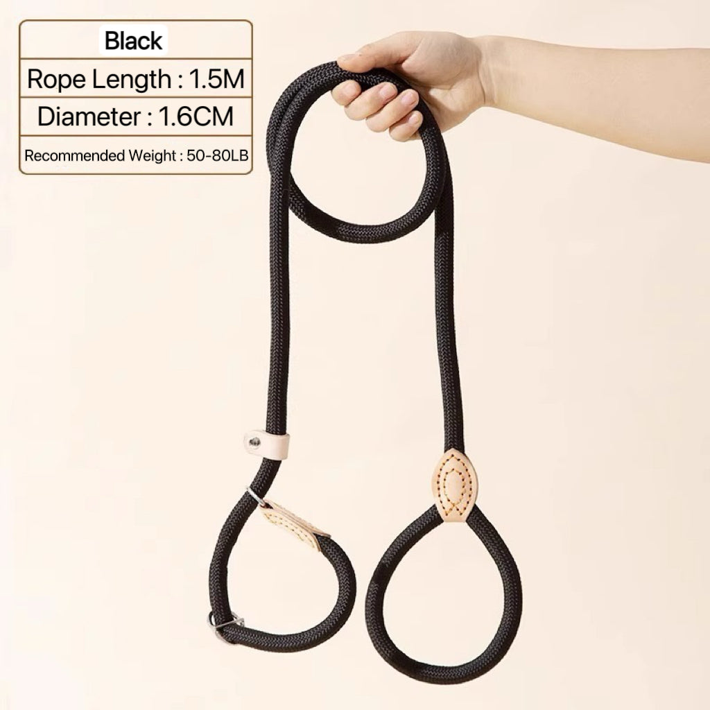 Adjustable Anti-Pull Dog Leash – Braided Nylon Rope, No-Choke, Escape-Proof for Medium & Large Dogs