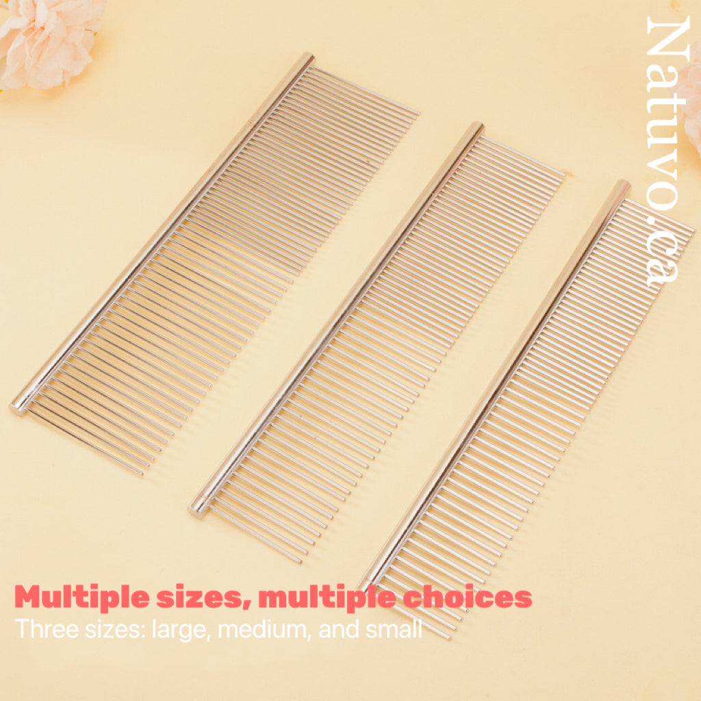 Dual‑Tooth Stainless Steel Pet Comb – Tangle‑Free Grooming for Dogs & Cats