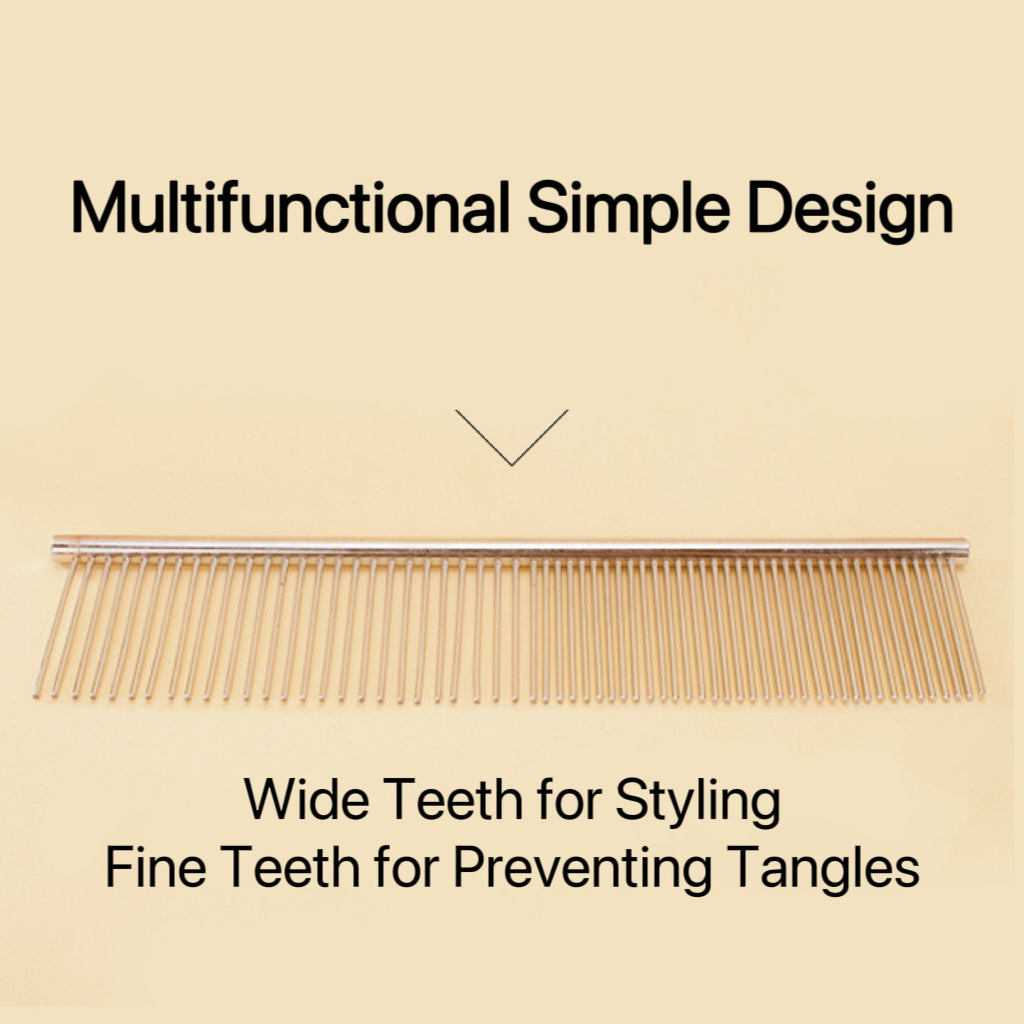 Dual‑Tooth Stainless Steel Pet Comb – Tangle‑Free Grooming for Dogs & Cats