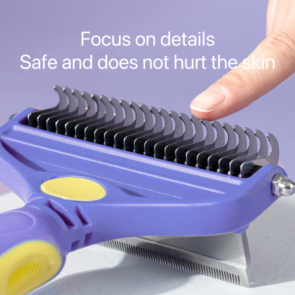 2-in-1 Detangling & Shedding Comb – Stainless Steel Grooming Brush for Dogs & Cats