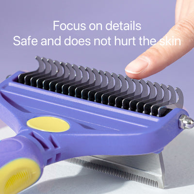 2-in-1 Detangling & Shedding Comb – Stainless Steel Grooming Brush for Dogs & Cats