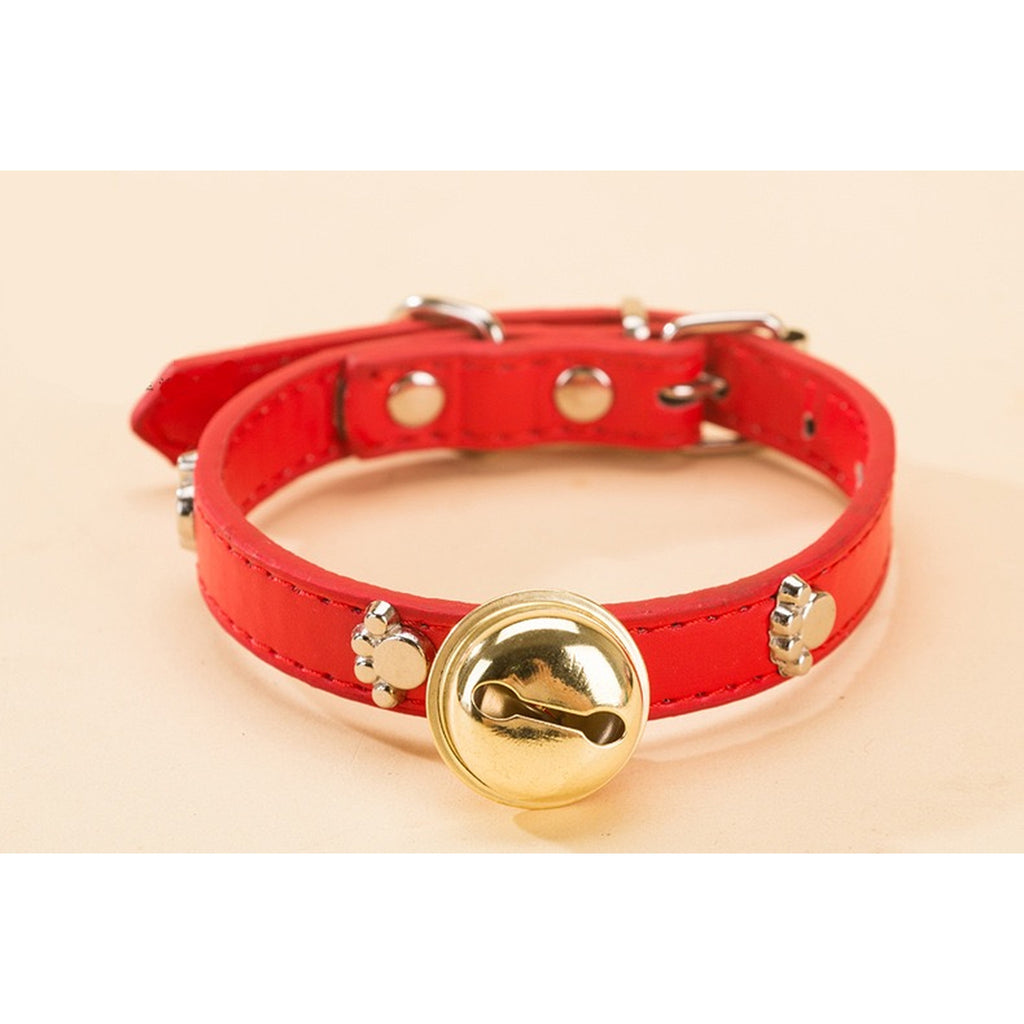 Adjustable Pet Collar with Bell – Cute Bone & Paw Design for Small Dogs & Cats