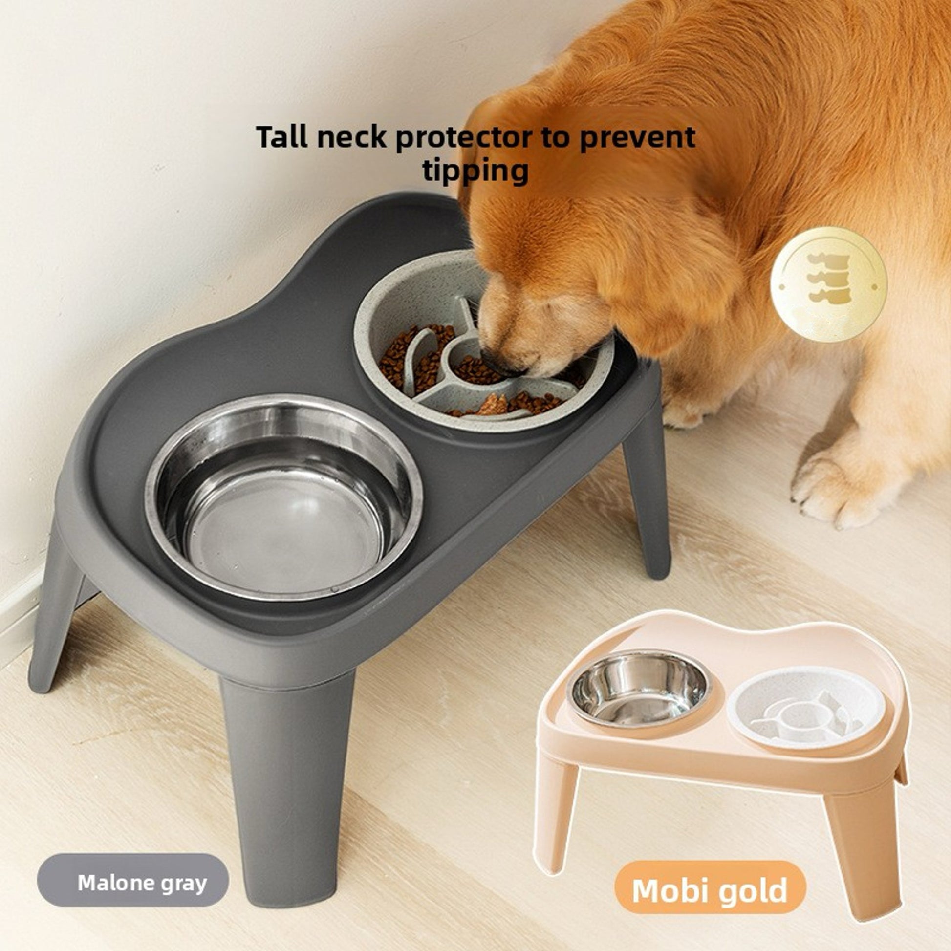 Orthopedic Elevated Slow Feeder – Stainless Steel Anti-Choke Bowl with Stand for Dogs