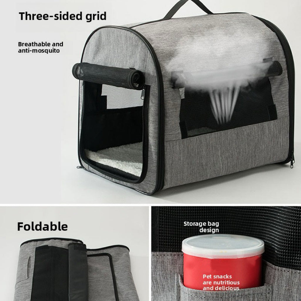 Foldable Breathable Pet House – Oxford Cloth, Mesh, Multi-Function Indoor/Outdoor Kennel for Medium & Large Dogs