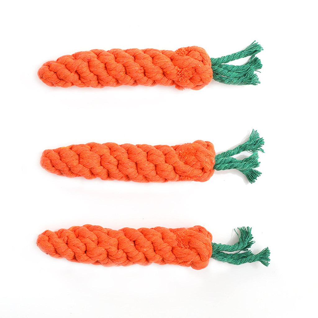 Durable Carrot Chew Toy – Cotton Rope, Teeth Cleaning & Tug for Small Dogs