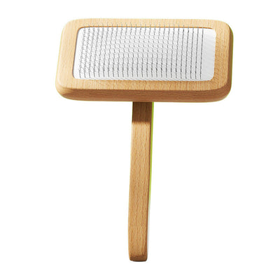 Curved Needle Grooming Brush – Wooden Handle, De-Shedding & Massage Comb for Dogs and Cats