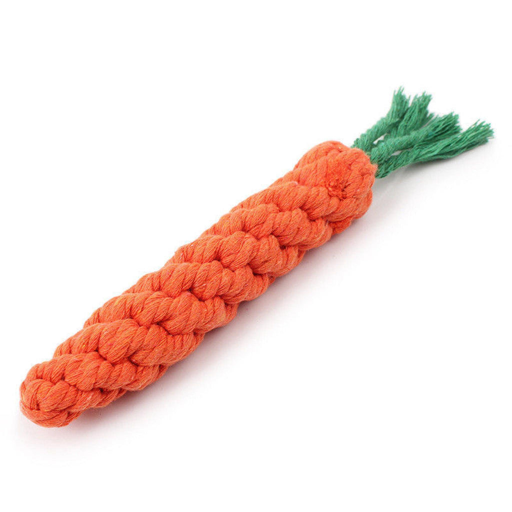 Durable Carrot Chew Toy – Cotton Rope, Teeth Cleaning & Tug for Small Dogs