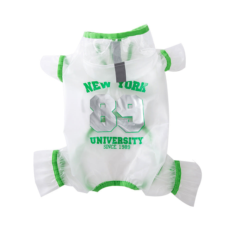 Reflective Waterproof Dog Raincoat – Transparent TPU, Four-Legged Design for Small & Medium Breeds