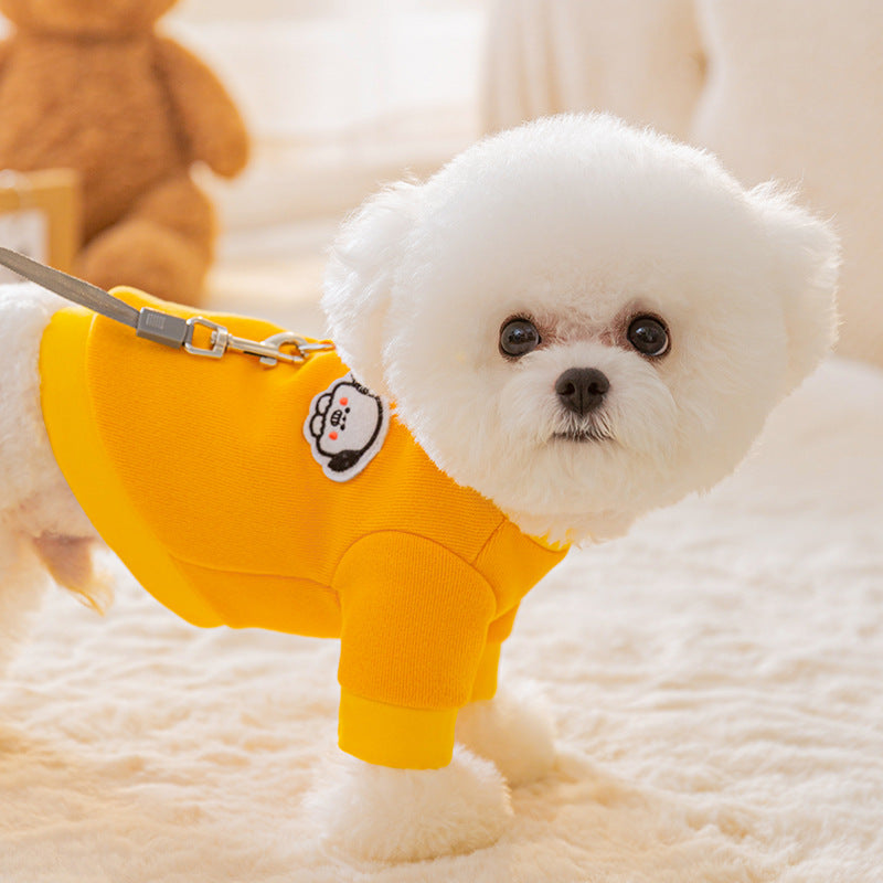 Bear Patch Embroidered Sweatshirt – Cotton Fleece, Warm Leash-Ready Dog & Cat Outfit