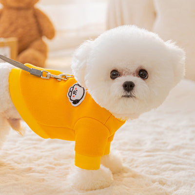 Bear Patch Embroidered Sweatshirt – Cotton Fleece, Warm Leash-Ready Dog & Cat Outfit