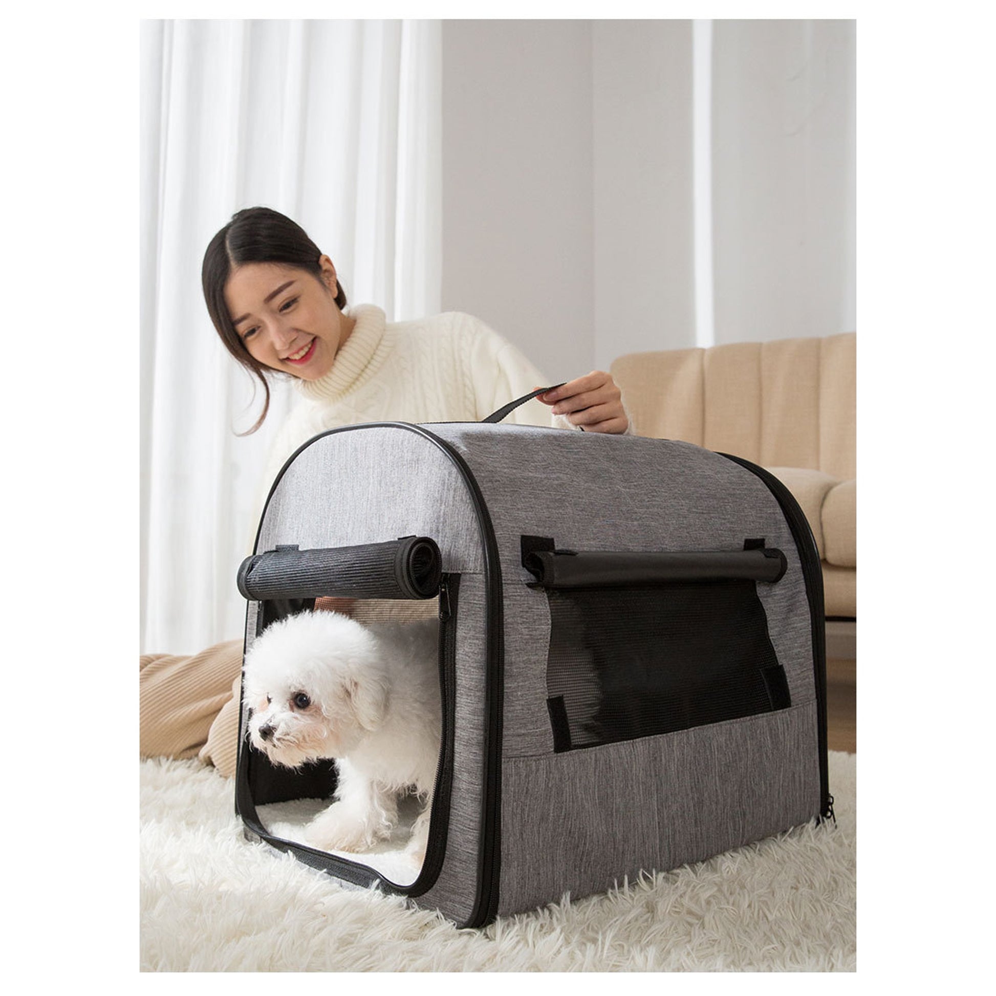 Foldable Breathable Pet House – Oxford Cloth, Mesh, Multi-Function Indoor/Outdoor Kennel for Medium & Large Dogs