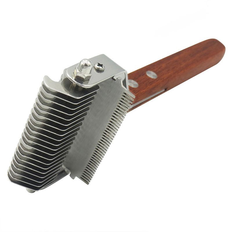 Dual-Sided Stainless Steel Dematting Comb – Wooden Handle, De‑Shedding & Tangle Removal for Dogs and Cats