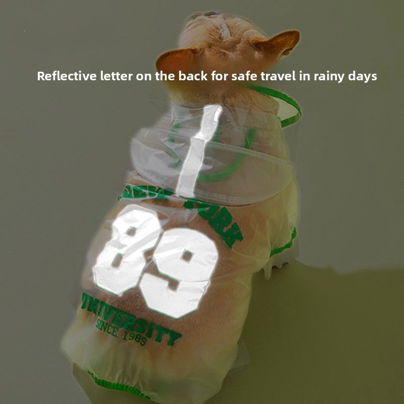 Reflective Waterproof Dog Raincoat – Transparent TPU, Four-Legged Design for Small & Medium Breeds