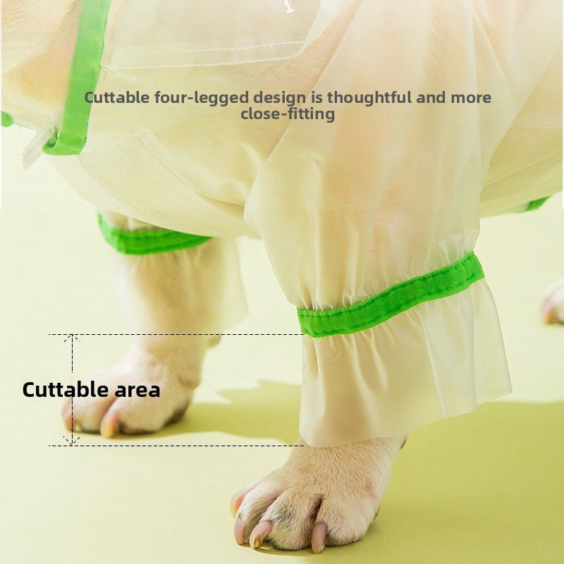Reflective Waterproof Dog Raincoat – Transparent TPU, Four-Legged Design for Small & Medium Breeds