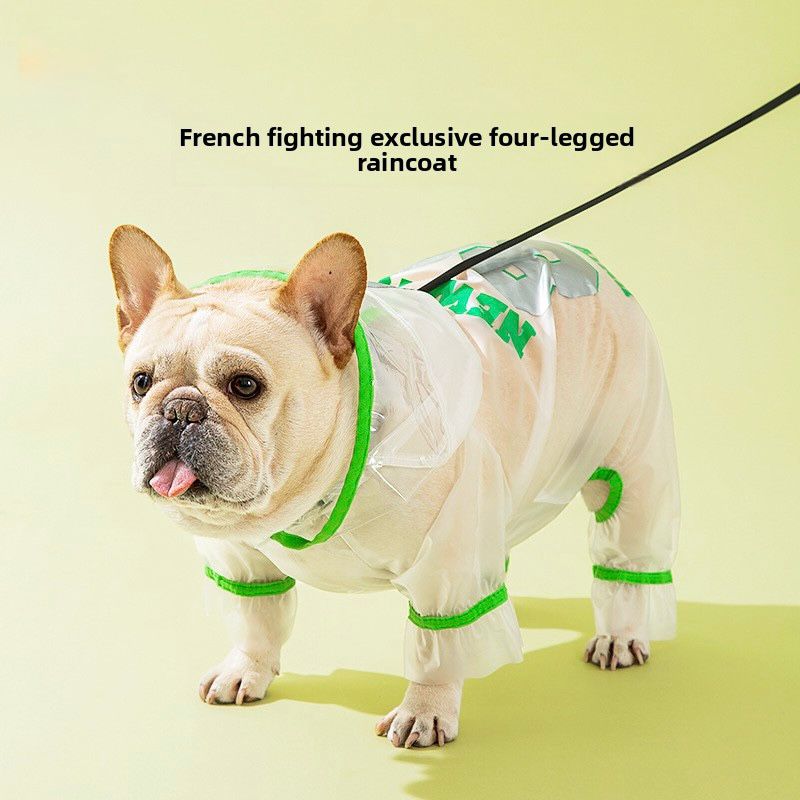 Reflective Waterproof Dog Raincoat – Transparent TPU, Four-Legged Design for Small & Medium Breeds