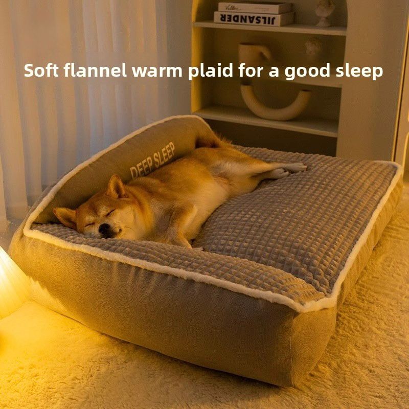 Washable Memory Foam Pillow Dog Sofa Bed – Linen Fabric, Removable Cover, Medium to Large Dogs