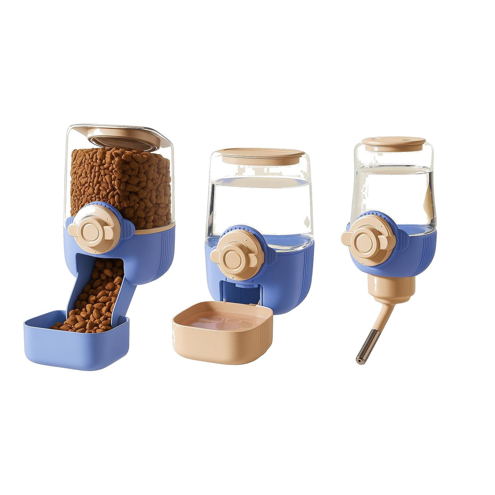 Dream Pink Large Capacity Hanging Dispenser – Plastic Dual Feeder & Waterer for Cats and Dogs