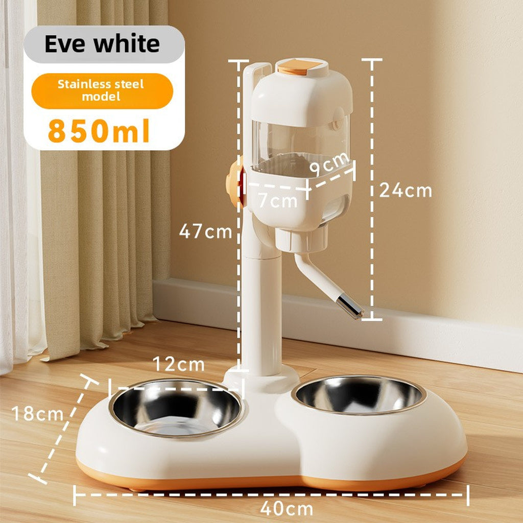 Adjustable No-Spill Water Dispenser – Stainless Steel Dual Feeder for Cats & Small Dogs