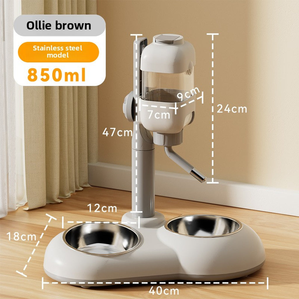 Adjustable No-Spill Water Dispenser – Stainless Steel Dual Feeder for Cats & Small Dogs