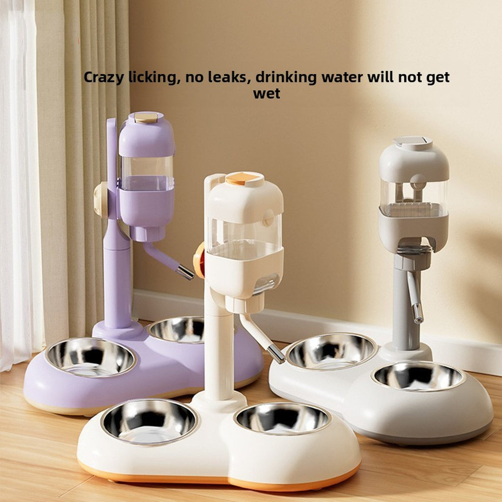 Adjustable No-Spill Water Dispenser – Stainless Steel Dual Feeder for Cats & Small Dogs