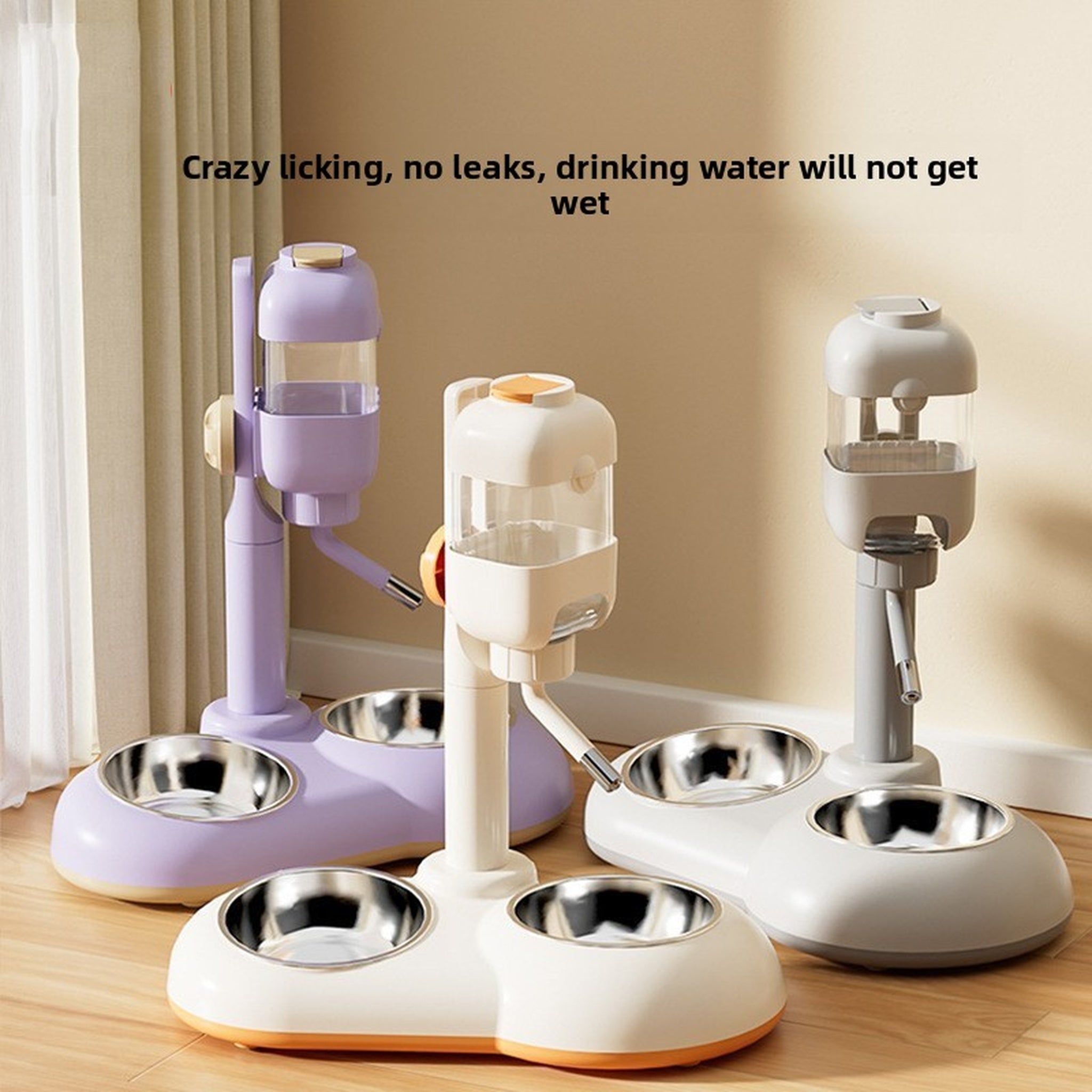 Adjustable No-Spill Water Dispenser – Stainless Steel Dual Feeder for Cats & Small Dogs