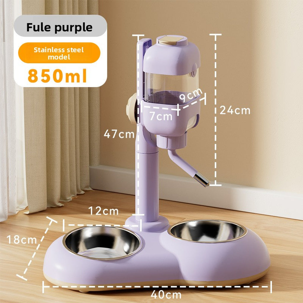 Adjustable No-Spill Water Dispenser – Stainless Steel Dual Feeder for Cats & Small Dogs