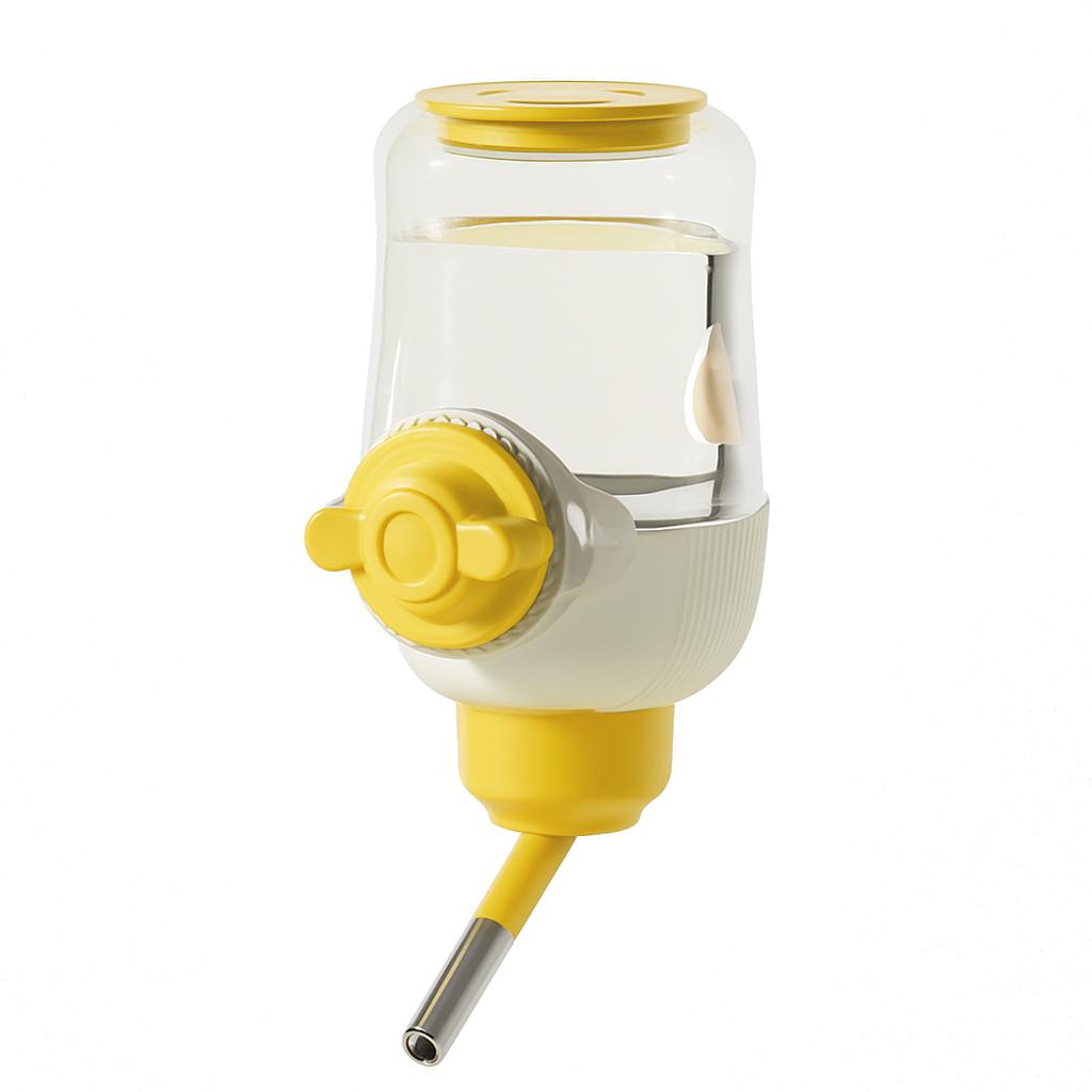 Cream Yellow Large Capacity Hanging Dispenser – Plastic Dual Feeder & Waterer for Cats and Dogs